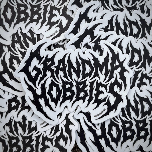 Grandma Hobbies Metal Font Sticker