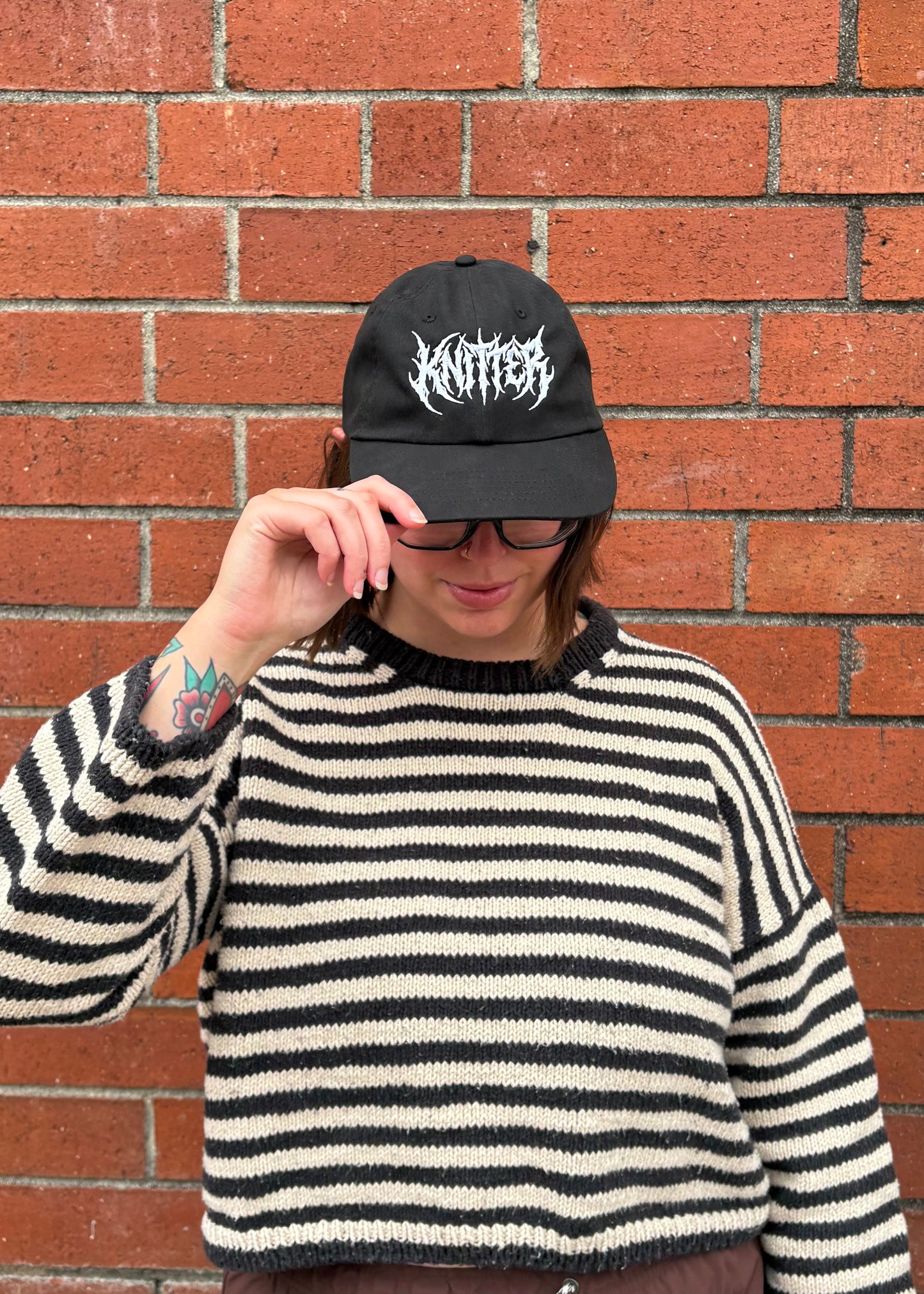 Knitter Metal Font Dad Hat