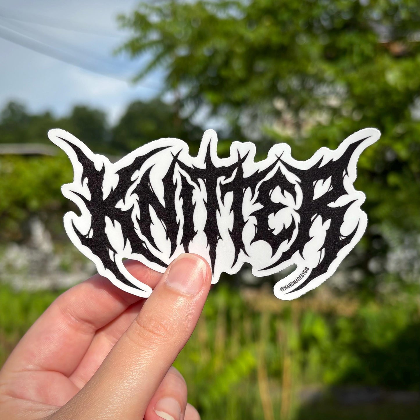 Knitter Metal Font Sticker