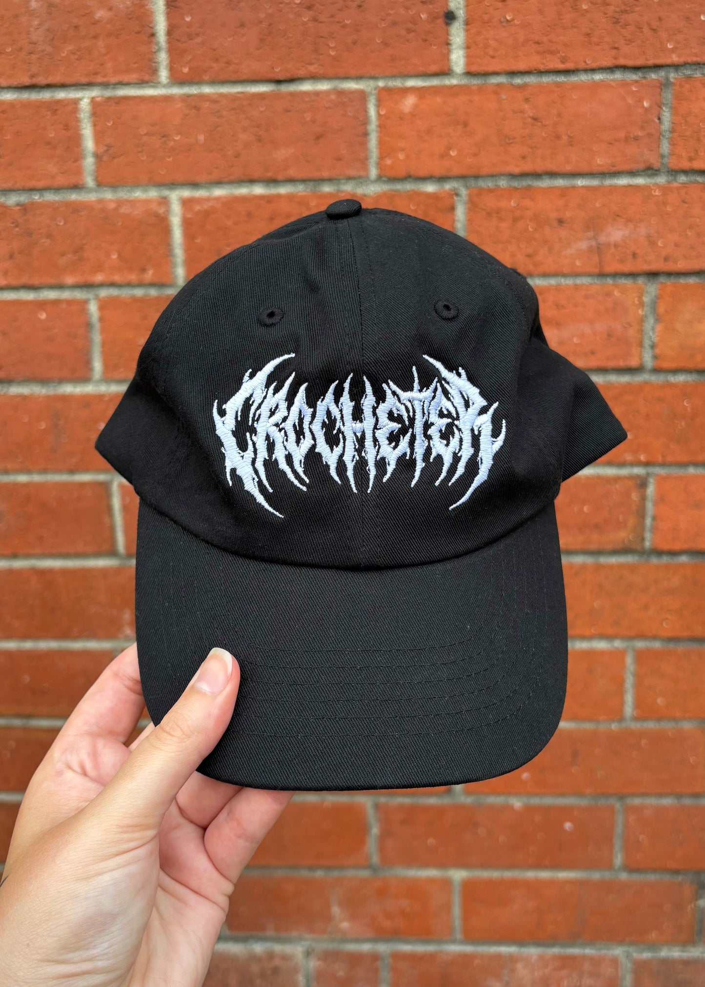 Crocheter Metal Font Dad Hat
