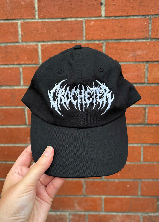 Crocheter Metal Font Dad Hat