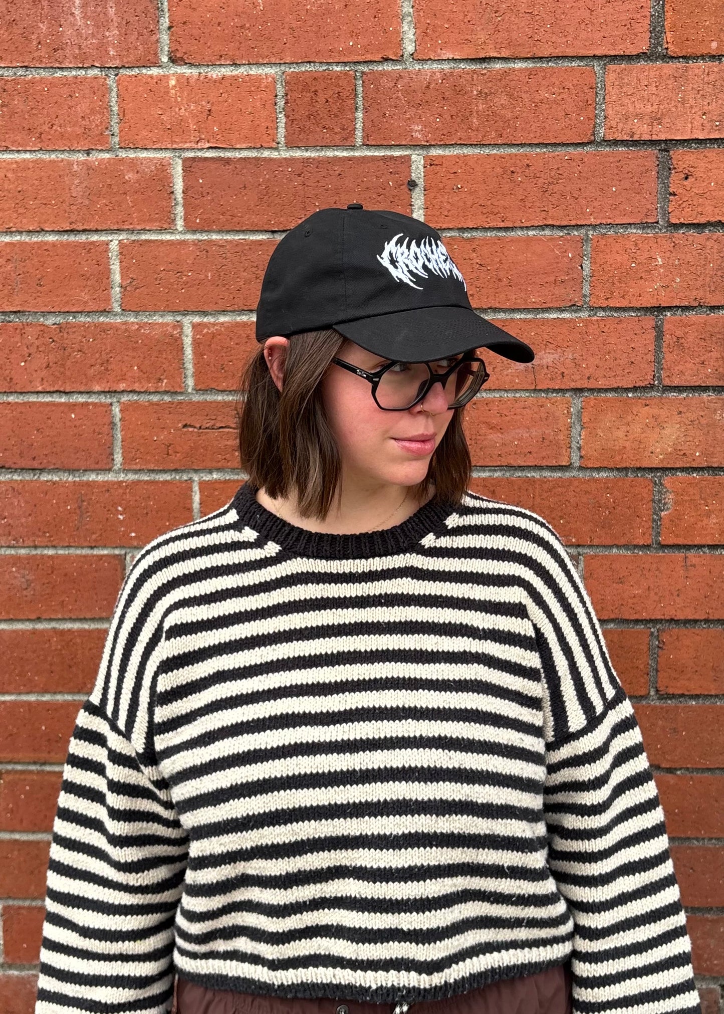 Crocheter Metal Font Dad Hat