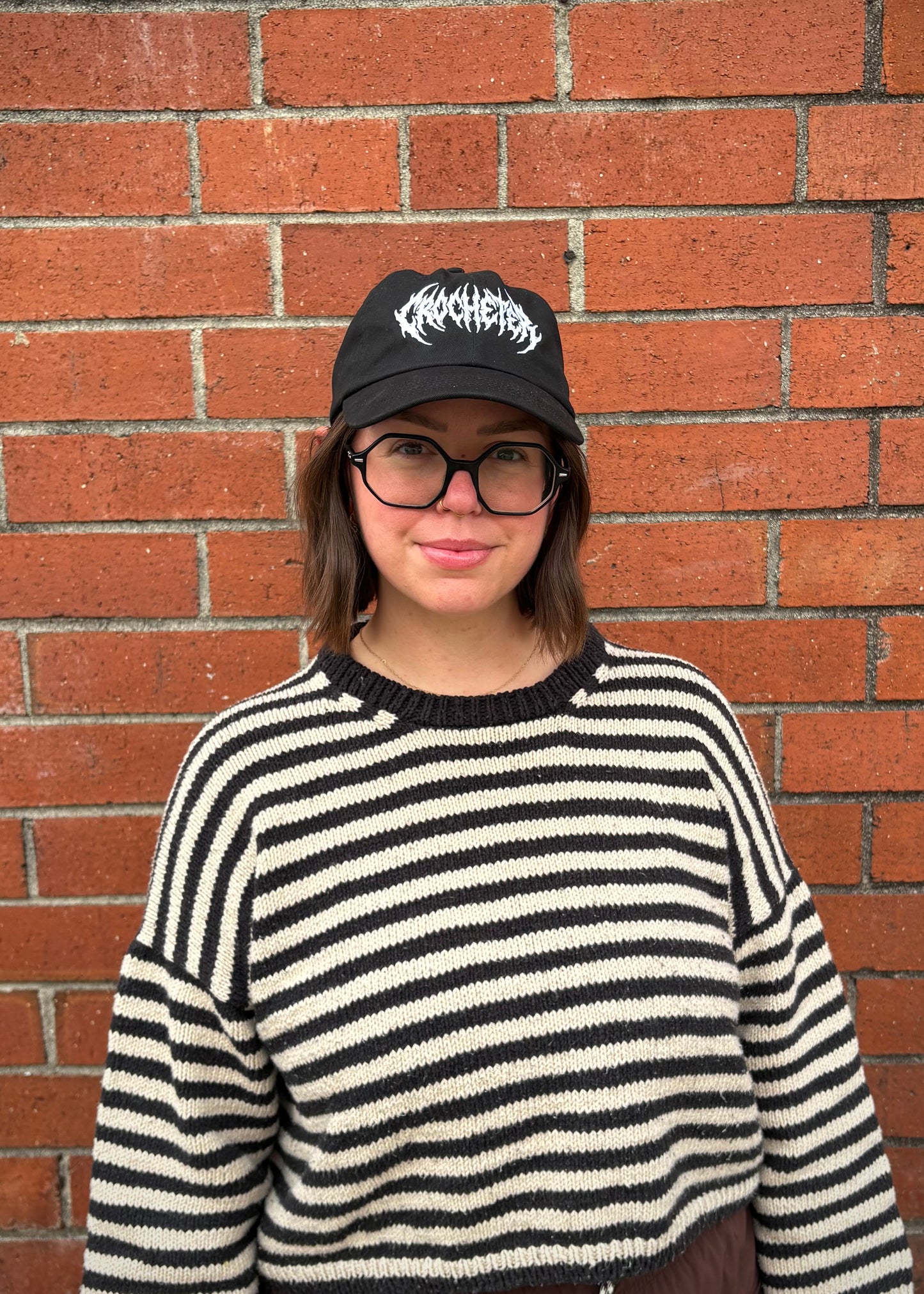 Crocheter Metal Font Dad Hat