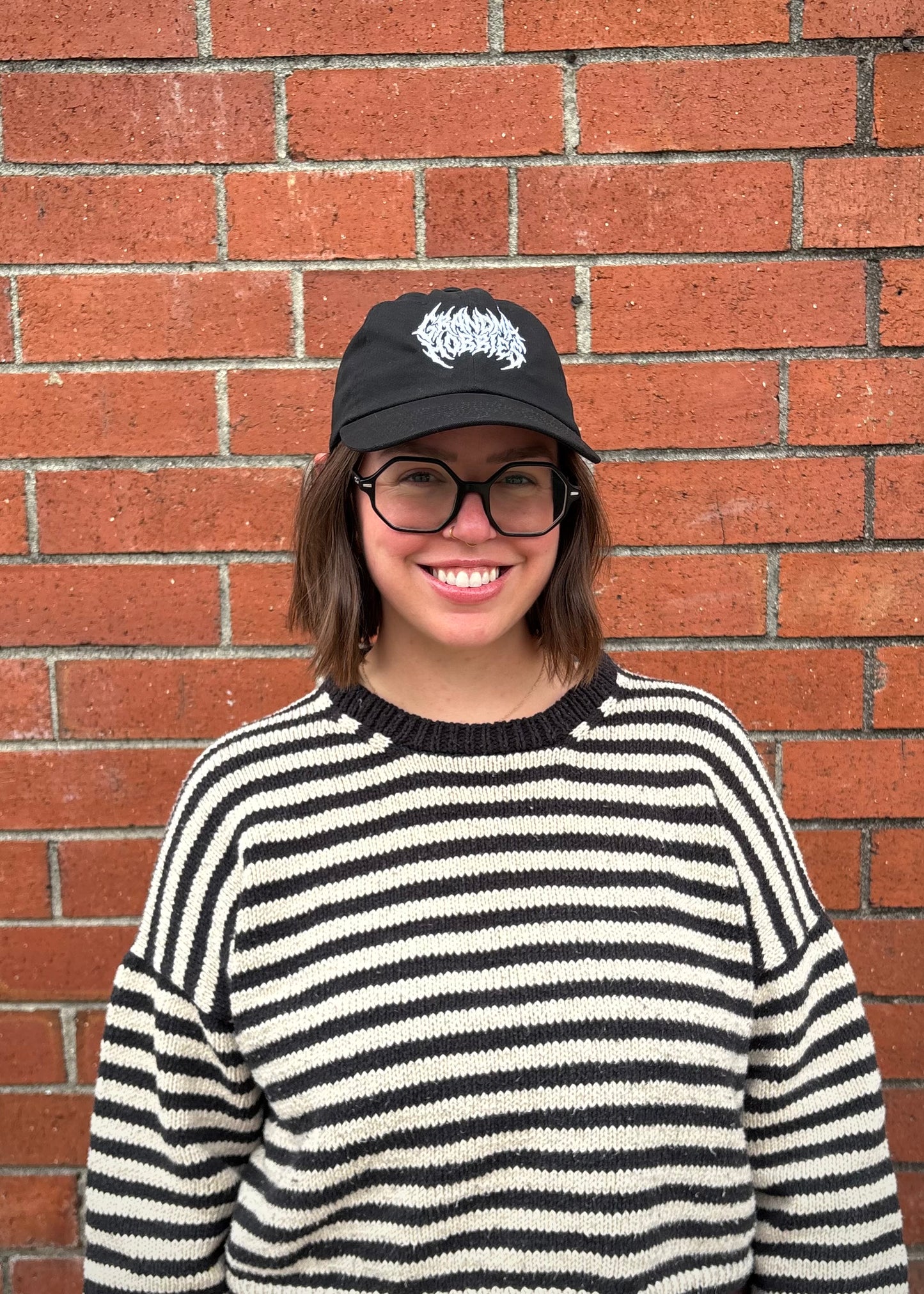 Grandma Hobbies Metal Font Dad Hat