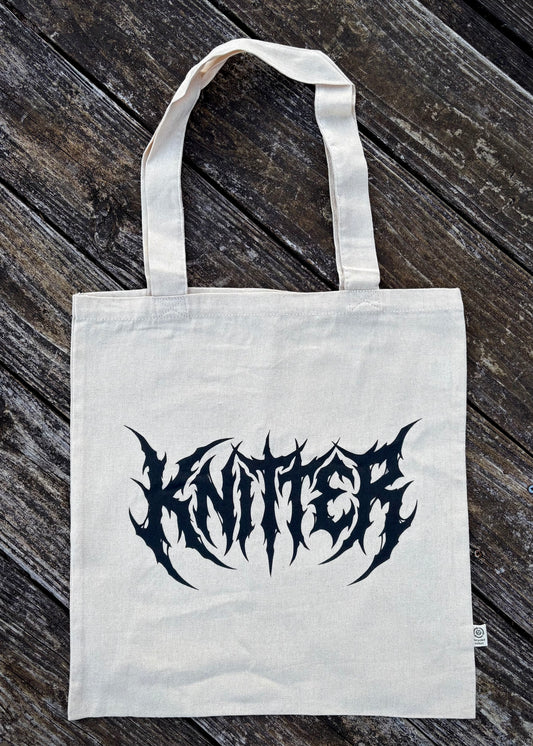 Knitter Metal Font Tote Bag