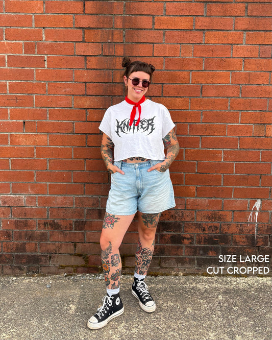 Knitter Metal Font Shirt