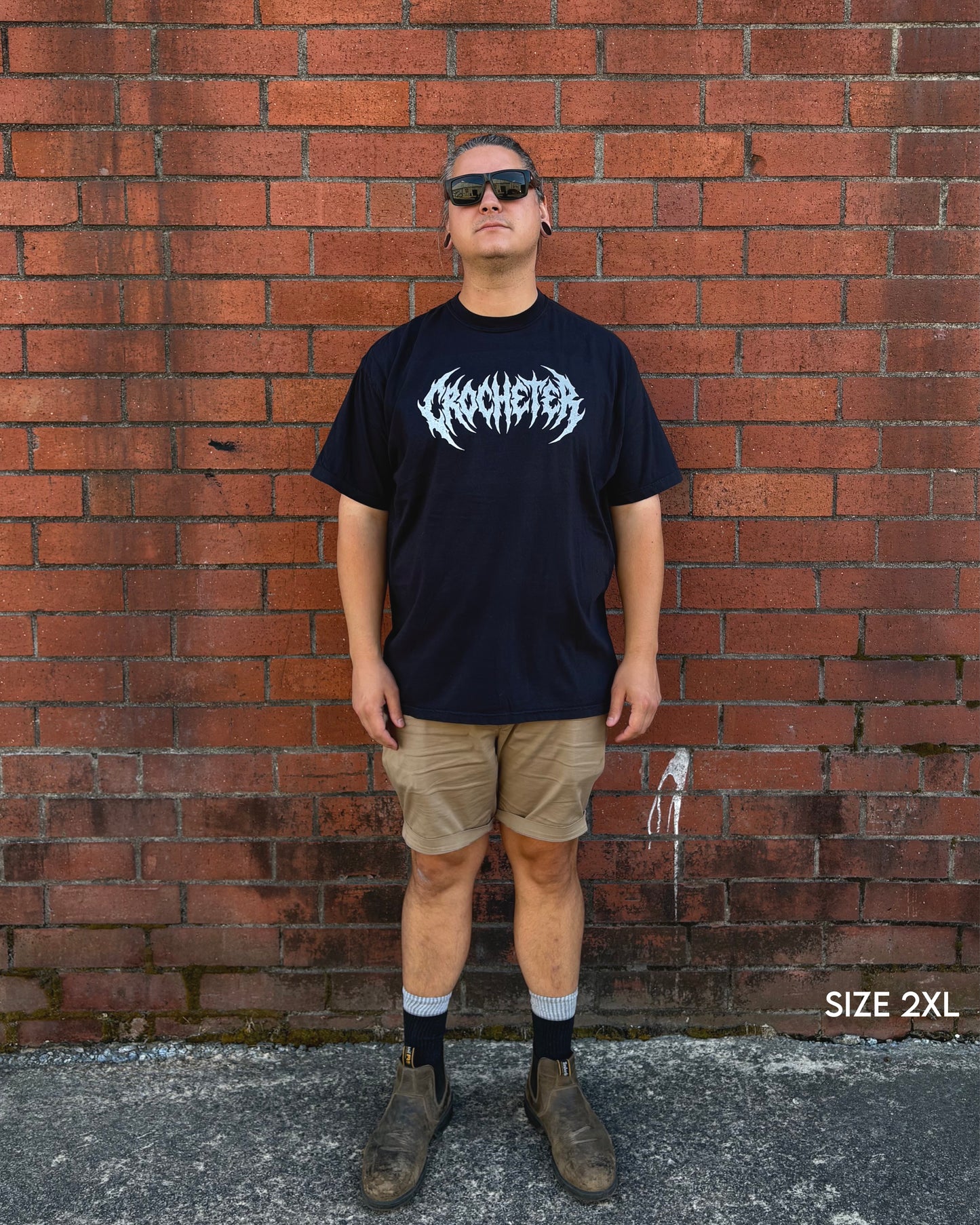 Crocheter Metal Font Shirt