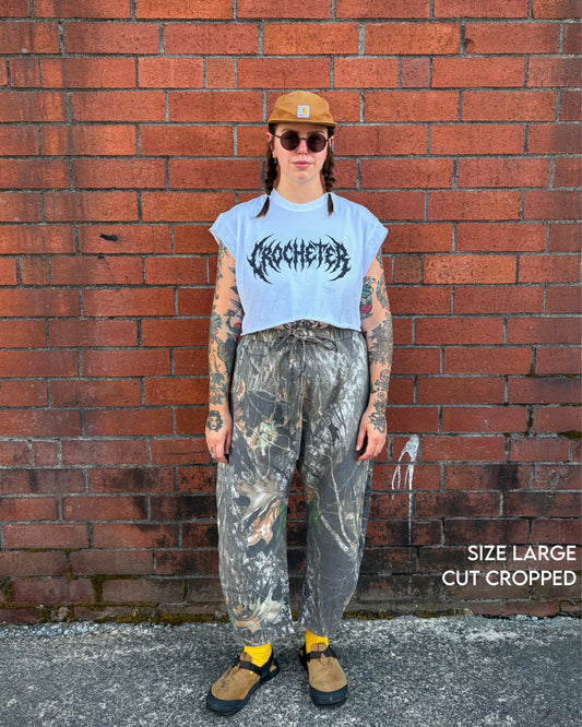 Crocheter Metal Font Shirt