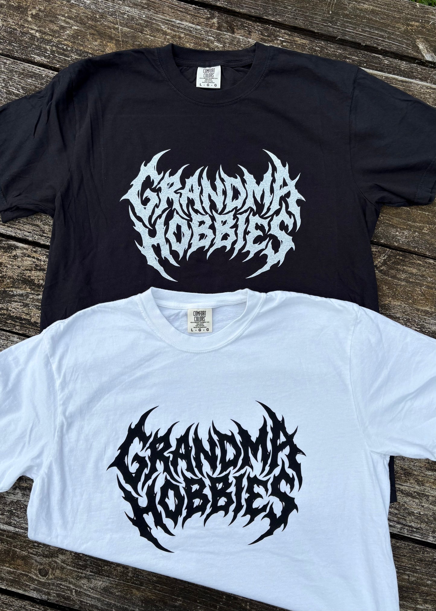 Grandma Hobbies Metal Font Shirt