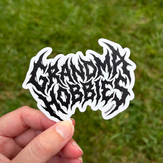 Grandma Hobbies Metal Font Sticker