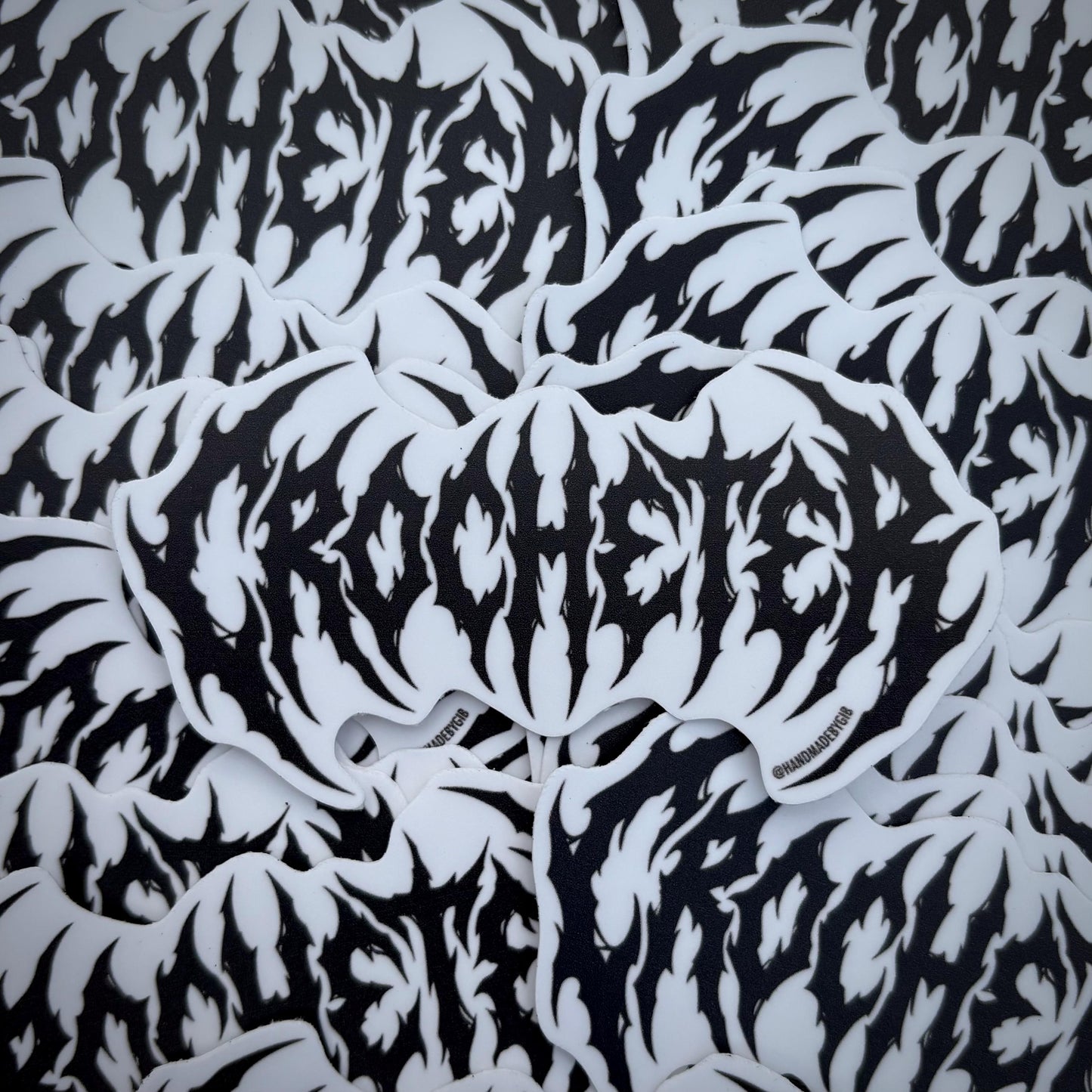 Crocheter Metal Font Sticker