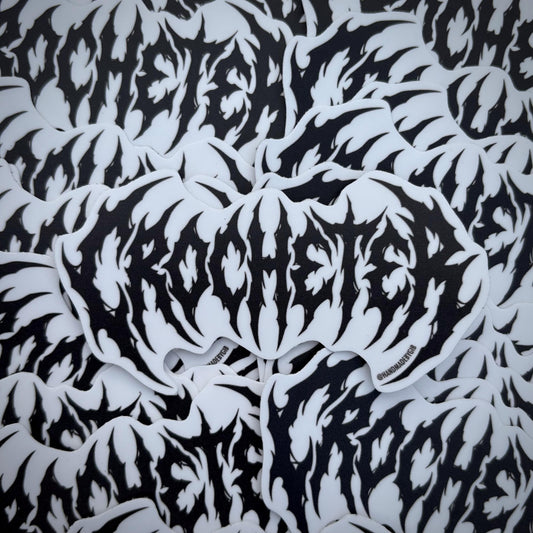 Crocheter Metal Font Sticker