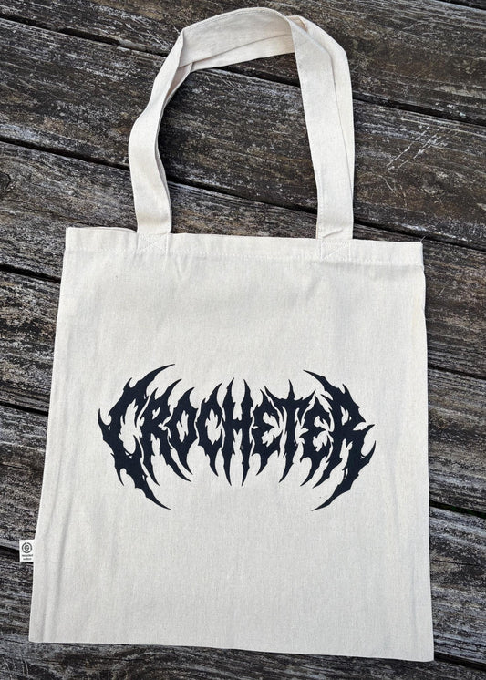 Crocheter Metal Font Tote Bag